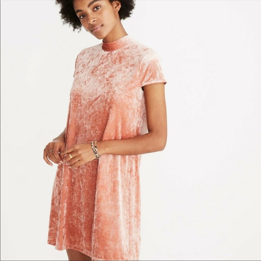 Madewell Crushed Velvet mockneck swing dress